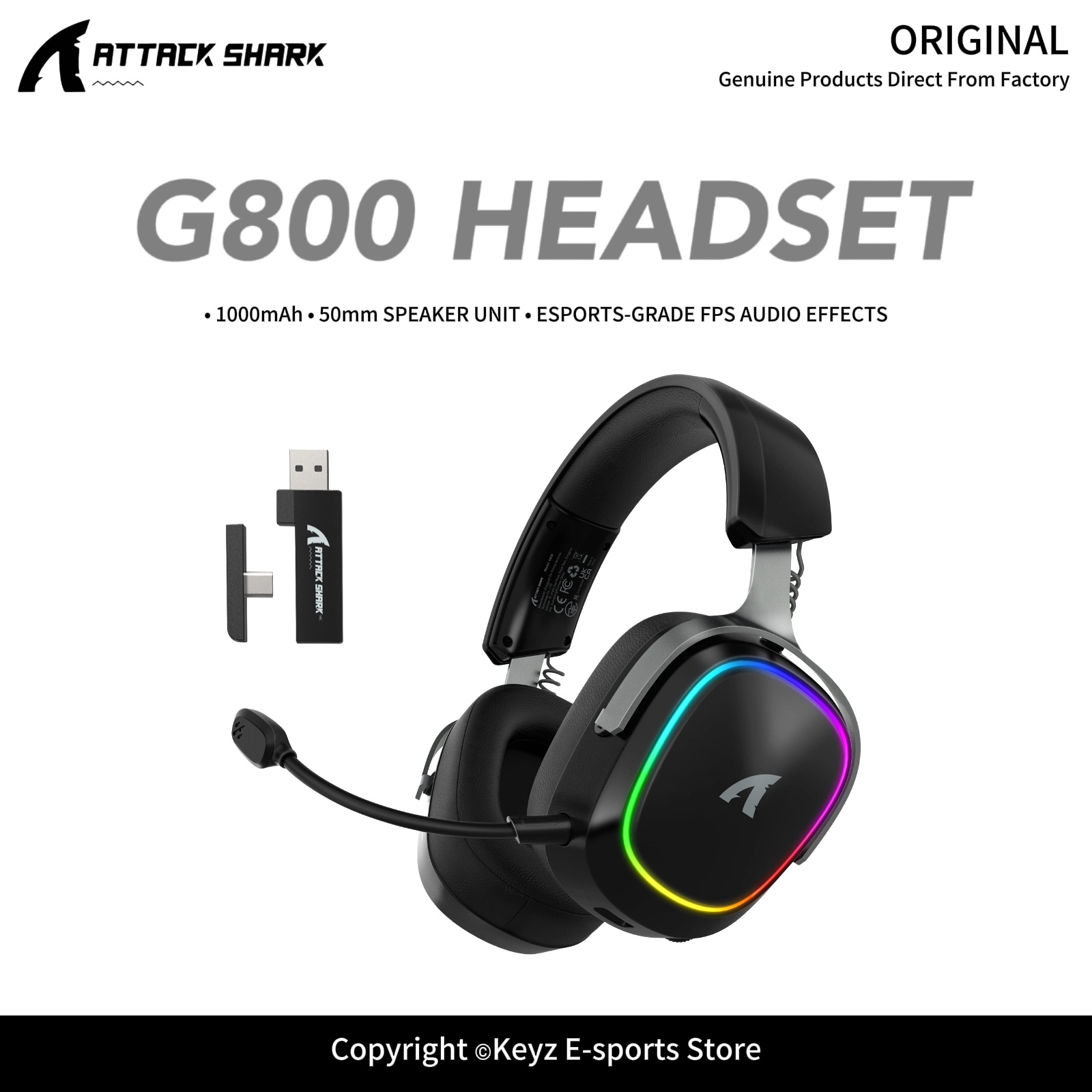 Gaming Headset Rgb - ATTACK SHARK G800 4-IN-1 무선 게이밍