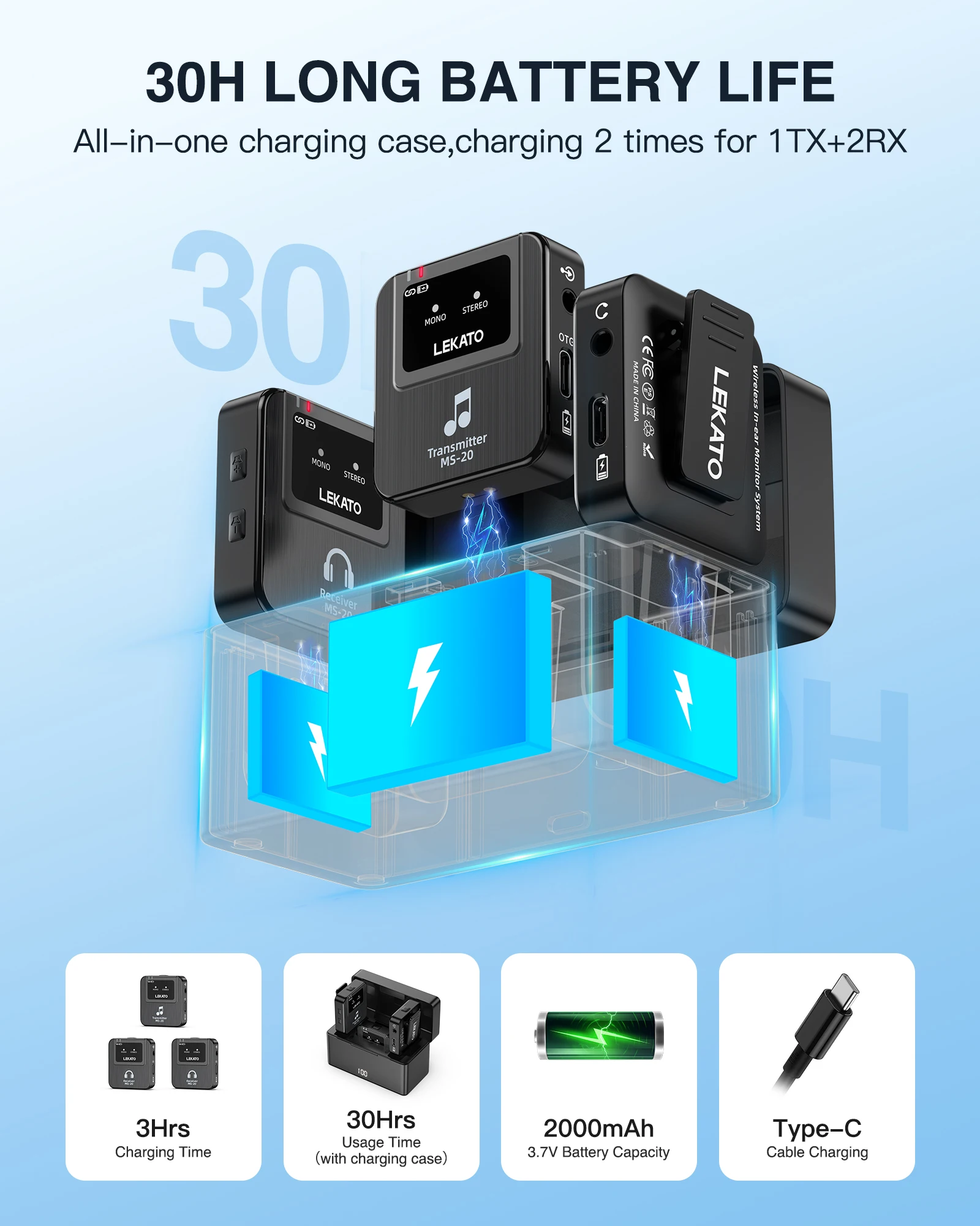 In Ear Monitor Iem - 레카토 무선 인이어 모니터 MS-20 충전식