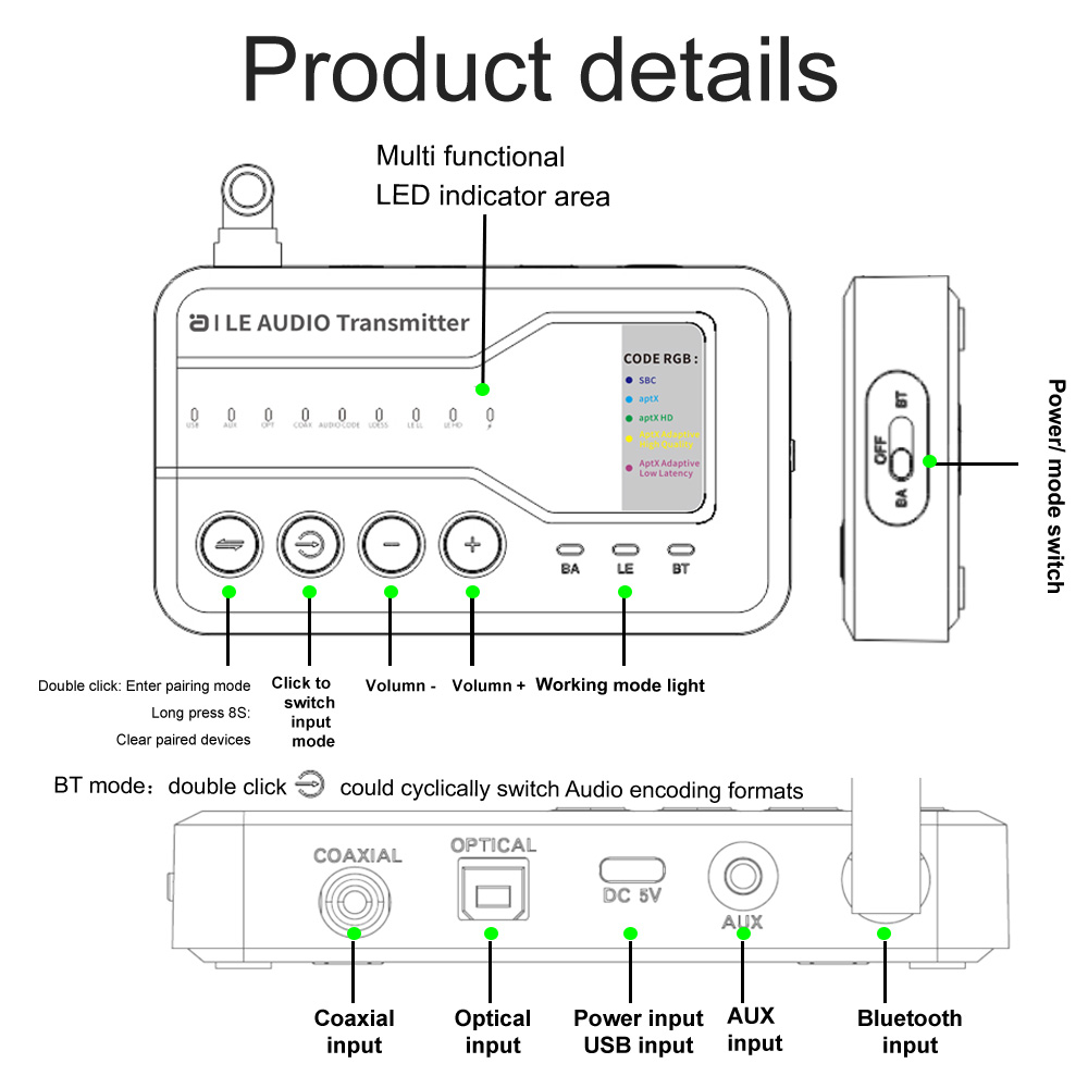 블루투스 5.3 오디오 송신기, 80M 거리, AptX - Bluetooth Adapter Receiver 리뷰 및 가격