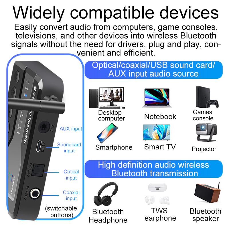 블루투스 5.3 오디오 송신기, 80M 거리, AptX - Bluetooth Adapter Receiver 리뷰 및 가격